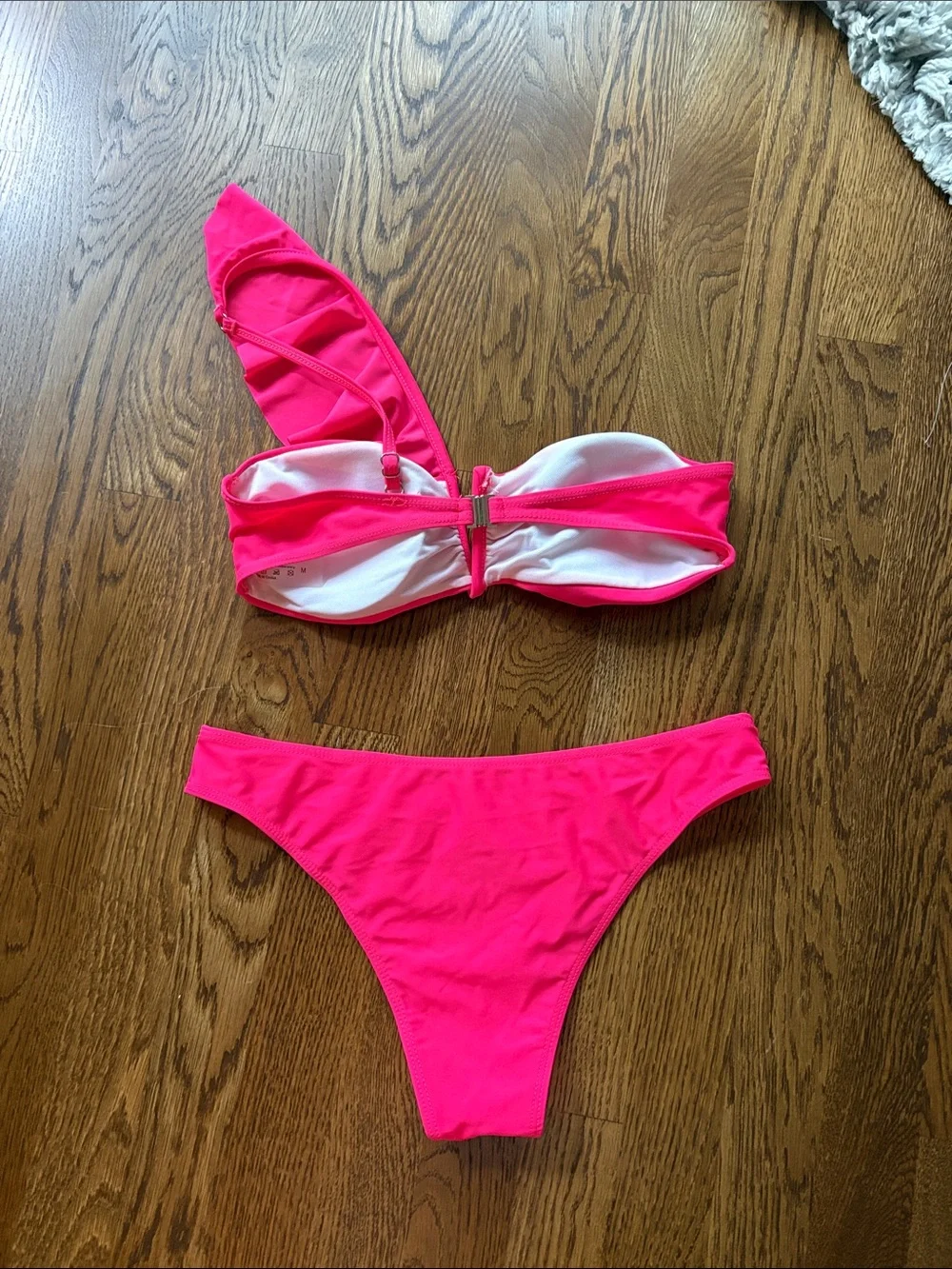 SHEIN Hot Pink One-Shoulder Bikini Set